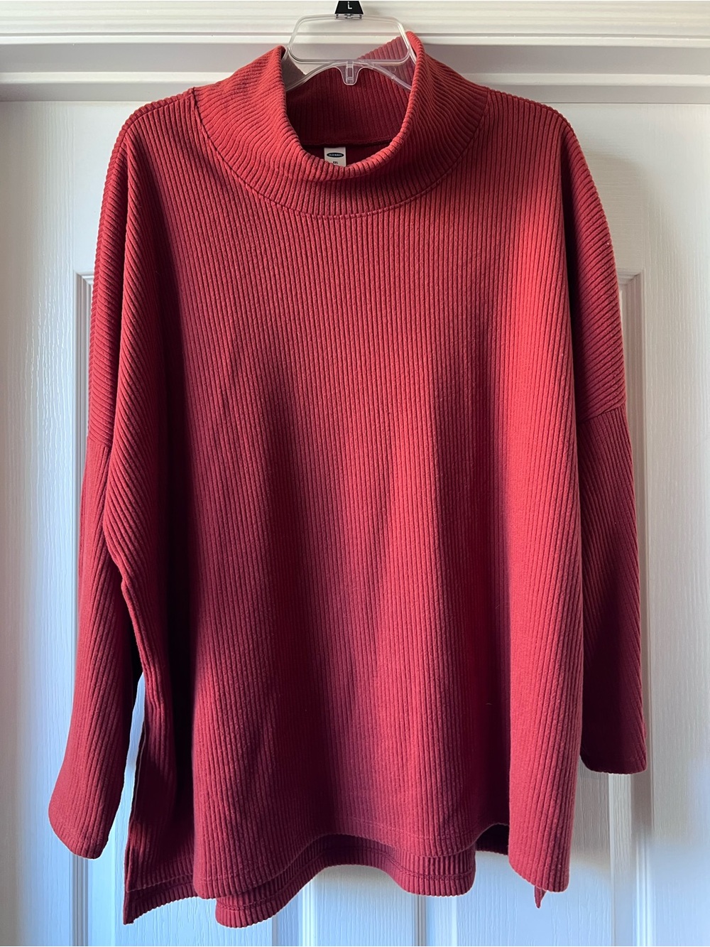 Old Navy Ribbed Turtleneck Sweater Dark Burnt Orange Red XXL
